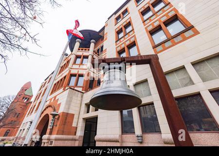 Vista in alto di una USS San Jacinto Liberty Bell in Texas Foto Stock