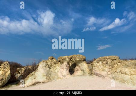 Il fenomeno naturale funghi di pietra si trova nella montagna di Rhodopi, Bulgaria Foto Stock