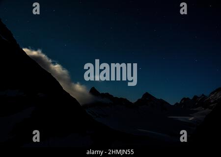 Klarer Sternenhimmel bei der Cavarras-Hütte Foto Stock