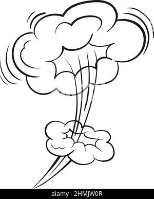 Fuma nube in stile comico retrò. Effetto soffio d'aria isolato su sfondo bianco Illustrazione Vettoriale