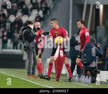 Torino, Italia. 10th Feb 2022. Durante la Coppa Italia, Coppa Italia, quarto finale di partita di calcio tra Juventus e Sassuolo il 10 febbraio 2022 allo Stadio Allianz di Torino - Photo Nderim Kaceli/DPPI Credit: DPPI Media/Alamy Live News Foto Stock