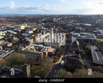 Vista aerea del centro di Barnsley Foto Stock