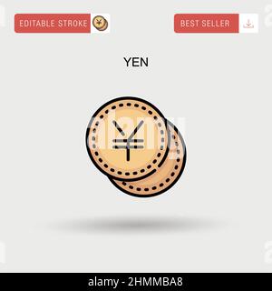 Icona vettoriale semplice yen. Illustrazione Vettoriale