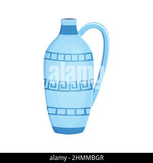 Caraffa in ceramica di terracotta di colore blu con ornamento Illustrazione Vettoriale
