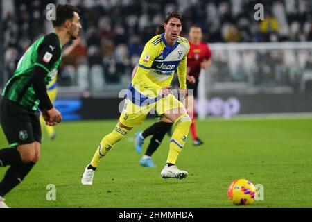 TORINO, ITALIA. 10 FEBBRAIO 2022. Paulo Dybala della Juventus FC festeggia dopo aver segnato durante la partita di Coppa Italia (quarto finale) tra la Juventus FC A. Foto Stock