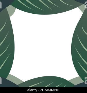 Banner modello foglia verde scuro. Illustrazione vettoriale. Illustrazione Vettoriale