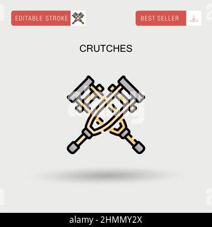 Crutches semplice icona vettoriale. Illustrazione Vettoriale