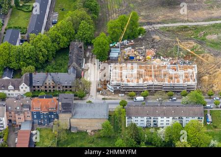 Vista aerea, Schlägel und Eisen Siedlung, cantiere nuovo edificio quartiere città con edificio residenziale, Zweckel, Gladbeck, zona Ruhr, Nord R. Foto Stock