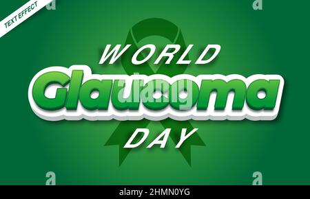 effetto testo verde giornata glaucoma mondo Illustrazione Vettoriale