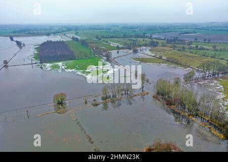 Duvensee bog ad alta acqua nel gennaio 2022, immagine drone, Germania, Schleswig-Holstein Foto Stock