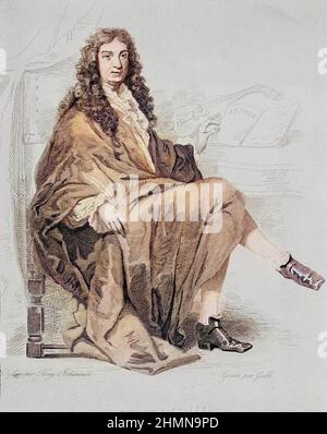 Ritratto di Jean-Baptiste Lully incisione 19th secolo - Ritratto di Jean Baptiste (Lully (Giovanni Battista Lulli) (1632-1687) Foto Stock