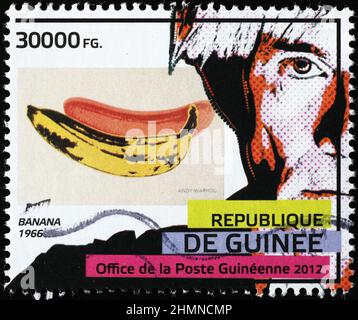 Banana di Andy Warhol su francobollo Foto Stock