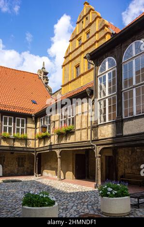 Quedlinburg, Sassonia-Anhalt, Germania: Edifici storici del castello di Quedlinburg e Abbazia, fondata da Matilda di Ringelheim nel 936. Foto Stock