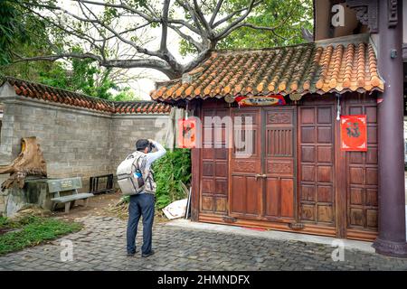 Pagoda di Thien Hung, Città di Quy Nhon, Provincia di Binh Dinh, Vietnam - 2 gennaio 2021: Foto della Pagoda di Thien Hung nella Città di Quy Nhon, Provincia di Binh Dinh, V Foto Stock