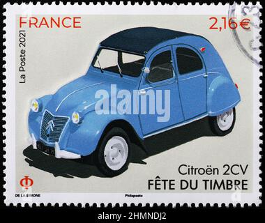 Citroen 2CV sul francobollo francese Foto Stock