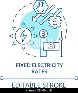 Tariffe fisse di elettricità turchese concetto icona Illustrazione Vettoriale