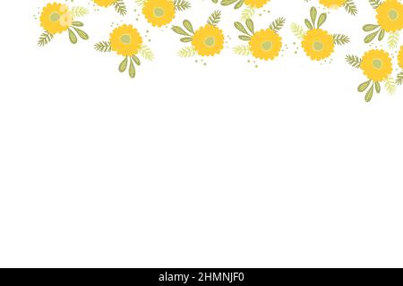 Cornice floreale basata su ornamenti tradizionali di arte popolare su sfondo bianco. Bordo ornato con fiori blu. Illustrazione del vettore per la carta da parati Illustrazione Vettoriale