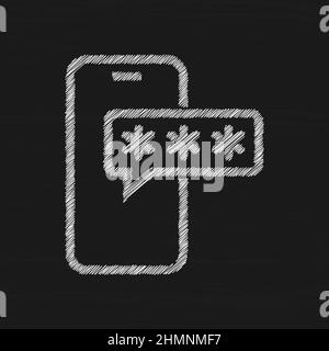 Icona di schizzo del campo della password dello smartphone. Icona Password smartphone account. Firma di autorizzazione mobile Illustrazione Vettoriale