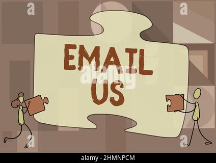 Segno che visualizza Email noi. Approccio aziendale inviare un messaggio commerciale a un gruppo di mostrare utilizzando i colleghi di posta disegno di due pezzi di Foto Stock