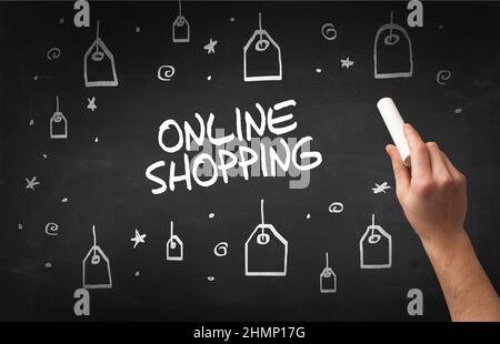 Disegno a mano concetto di shopping online Foto Stock