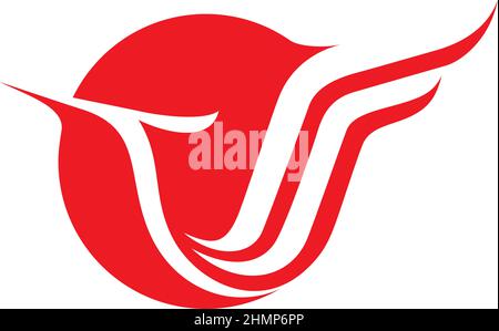 Flying Bird (Heron) logotipo Design Illustrazione Vettoriale