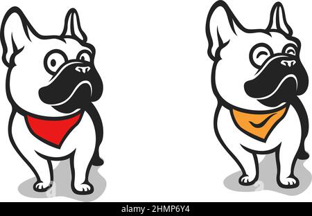 2 Funny cute Frenchies (Bulldog francese) Illustrazione Vettoriale