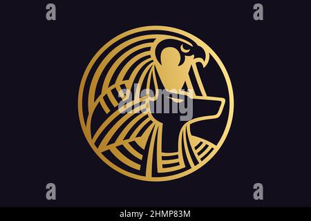 Egypt Gods Ra e Anubis Logo Design Illustrazione Vettoriale