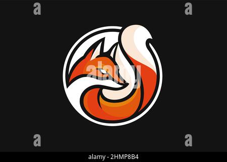 Red Fox Simple Outline Logo Design Illustrazione Vettoriale