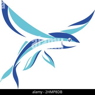 Disegno astratto di Flying Fish Illustrazione Vettoriale