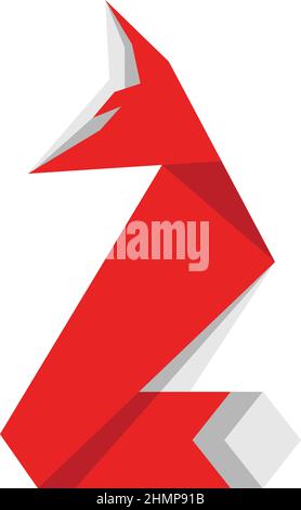 Red Fox Origami Simple Design Illustrazione Vettoriale