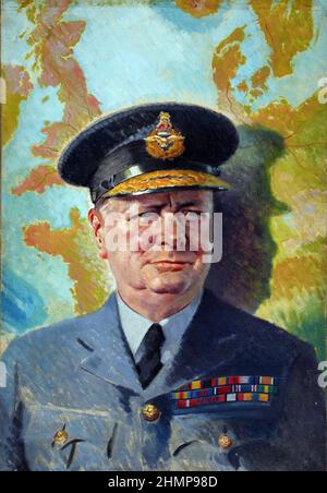 Winston Churchill 1874-1965 in uniforme RAF. Olio su tela. Autore sconosciuto. Foto Stock