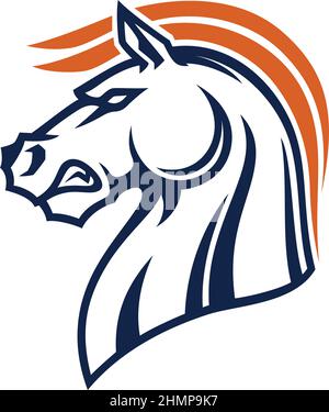 Design semplice di testa a cavallo con stile Mohawk Mane Sport Illustrazione Vettoriale
