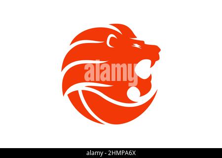 Lion Head Roaring si combina con Un basket Illustrazione Vettoriale