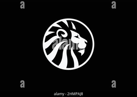 Logo rotondo di forte testa Lion Illustrazione Vettoriale