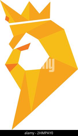 Camera con letto king size e corona a basso contenuto di poly Illustrazione Vettoriale