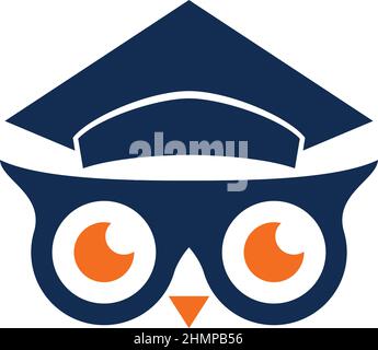 Logo School Owl con cappello graduato Illustrazione Vettoriale