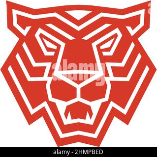 Forma geometrica della testa della tigre astratta Illustrazione Vettoriale