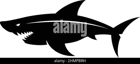 Silhouette del grande squalo bianco Illustrazione Vettoriale