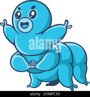 Carino Tardigrade (Orso d'acqua) Cartoon personaggio Design Illustrazione Vettoriale