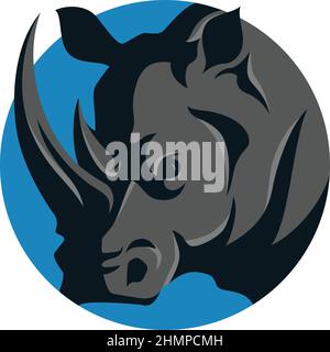 Testa di White Rhino Logo Design Illustrazione Vettoriale