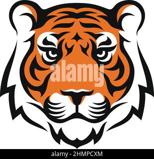 Design semplice di Tiger Head Tattoo stile vettore Illustrazione Vettoriale