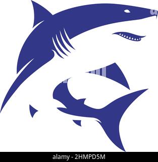 Design semplice di grande squalo bianco Illustrazione Vettoriale