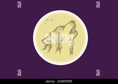 Luna piena con la forma di Howling Wolf Illustrazione Vettoriale