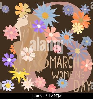 tessera con giornata internazionale delle donne 8 marzo Illustrazione Vettoriale