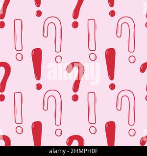 Simbolo domanda stile Doodle e punto esclamativo. Simboli di testo. Illustrazione Vettoriale