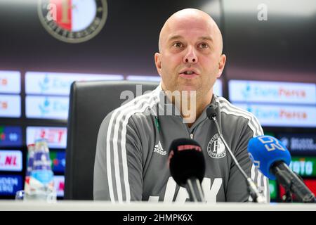 Rotterdam, Paesi Bassi. 11th Feb 2022. Rotterdam - Feyenoord Coach Arne slot durante la conferenza stampa del 11 febbraio 2022 a Rotterdam, Paesi Bassi. (Box to Box Pictures/Tom Bode) credito: Box to box pictures/Alamy Live News Foto Stock