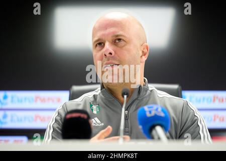 Rotterdam, Paesi Bassi. 11th Feb 2022. Rotterdam - Feyenoord Coach Arne slot durante la conferenza stampa del 11 febbraio 2022 a Rotterdam, Paesi Bassi. (Box to Box Pictures/Tom Bode) credito: Box to box pictures/Alamy Live News Foto Stock