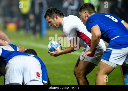 Stadio Monigo, Treviso, 11 febbraio 2022, Matty Jones (Inghilterra) presenta nella mischia durante 2022 sei Nazioni Under 20 - Italia vs Inghilterra - Rugby Six Nations Match Foto Stock