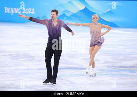 Alexa Knierim & Brandon Frazier (USA), 7 FEBBRAIO 2022 - Pattinaggio di figura : le coppie di squadra di pattinaggio libero durante i Giochi Olimpici invernali di Pechino 2022 a. Foto Stock