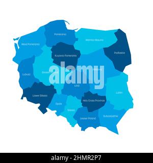 Polonia - carta amministrativa dei voivodeships Illustrazione Vettoriale